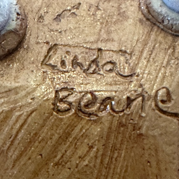 Vintage Studio Pottery Leaf Plate & Dipping Bowl Artist Signed by NC Sisters - Picture 6 of 12